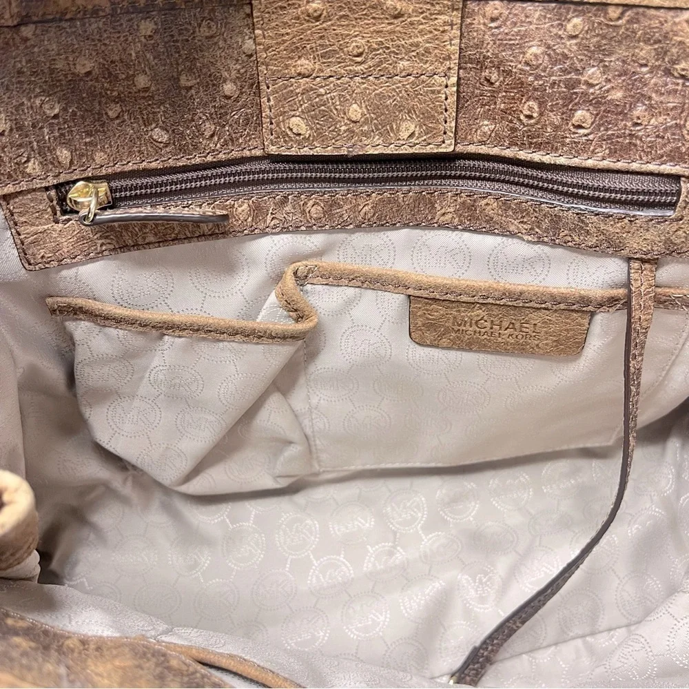 Michael Kors Hudson Ostrich‎ Leather Crossbody Satchel Handbag